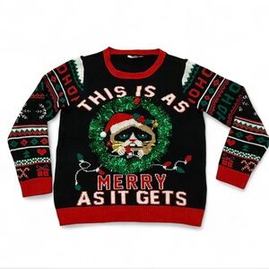 Festive Black and Red Holiday Sweater Christmas Sweater